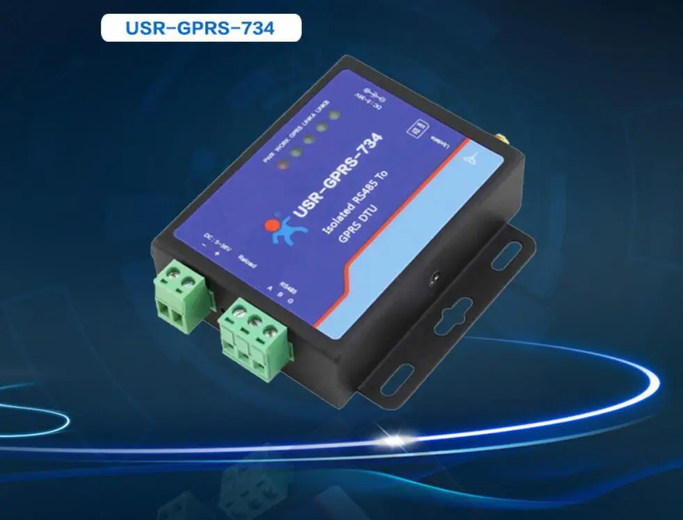 5-36 в USR-GPRS-734 изолированный RS485 к GPRS DTU, последовательный RS485 к GSM GPRS модем, поддержка 2 гнезда, Поддержка TCP и UDP