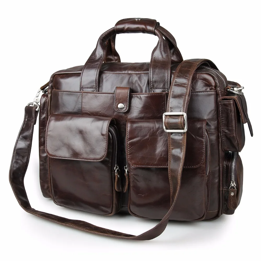 J M D Imported Top Layer Cow Leather Handbag Classic And Formal Laptop Bag Multi Funcational