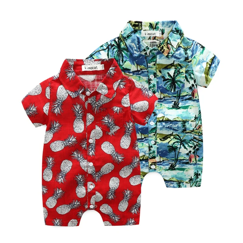 New Children Baby Boys Rompers Boys Holiday Beach Wind Print Short