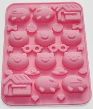 

Piggy House Heart Glasses Chocolate Candy Cookie Soap Silicone Mold Fun Maker