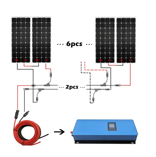 

1000W soalr power panels system:1000W Monocrystalline solar panels with 1000w 22-65VDC inverter charge for 12V battery solar 1kw