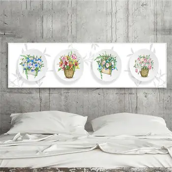

YongHe Nordic Home Decorative Oil painting basket flowers Customizable sizes Poster Wall Pictures For Decorate Bed Room