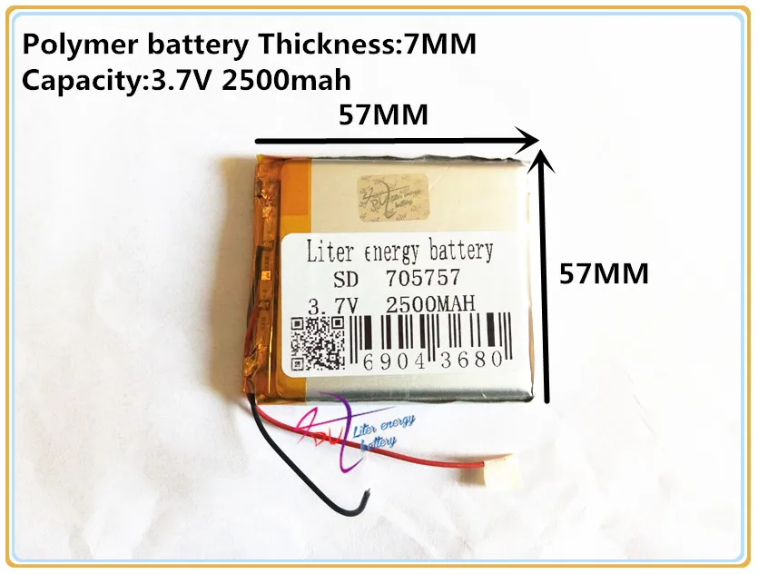 

3,7 V полимерная литиевая батарея 705757 2500MAH Мобильный мощный планшет GPS навигатор