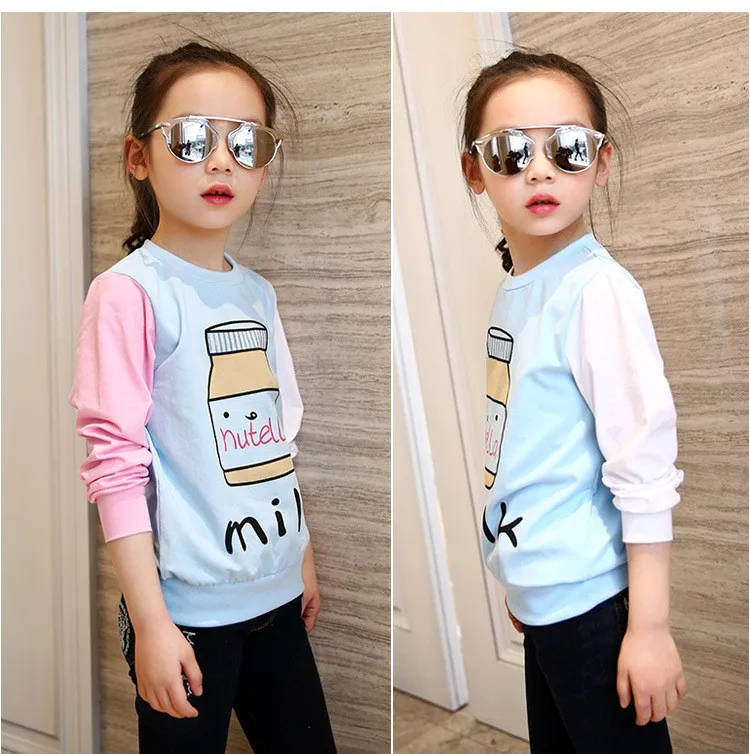 little teenage girls t-shirt character girls tops blue white pink patchwork tees girl tshirt 2016 spring autumn kids clothes 6 7 8 9 10 11 12 13 14 15 16 years old big little teenage girls long sleeve t-shirts children clothing (9)