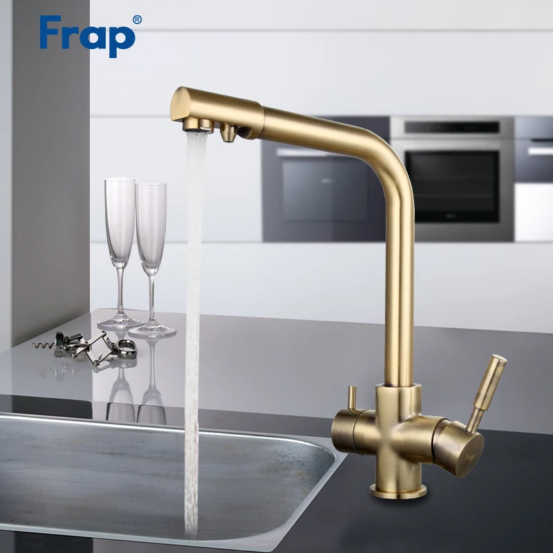

FRAP Kitchen Faucet 5 color brass home kitchen sink faucet mixer tap with filtered water mixer cold and hot water faucet tapware