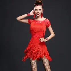 Сцены Женская Одежда для танцев костюм с вышивкой комплект из 4 предметов с браслет Бальные бахрома женское платье в стиле латино