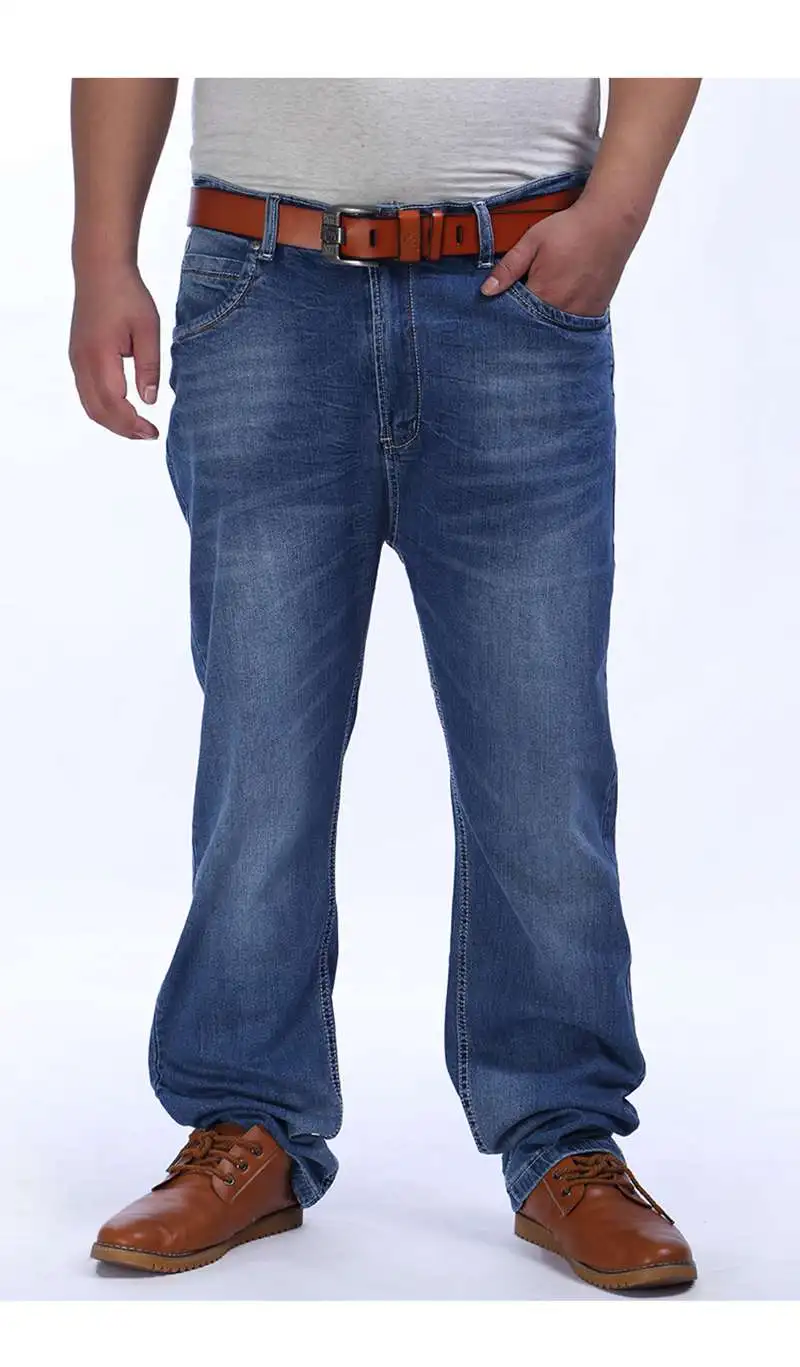 FAISIENS плюс размер 50 52 джинсы мужские тонкие удобные 42 44 46 48 прямые брюки высокие стрейч большие размеры свободные джинсы для мужчин