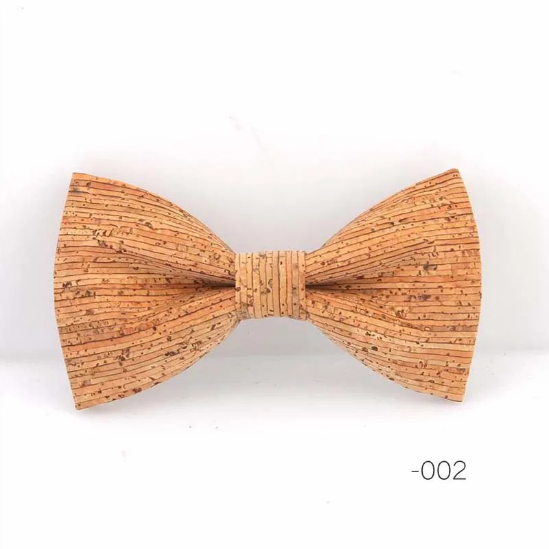 Men Cork Wood Bow Tie Wooden Bow Ties Novelty Handmade Solid Bowtie For Wedding Party Accessories Neckwear RBOCOTT