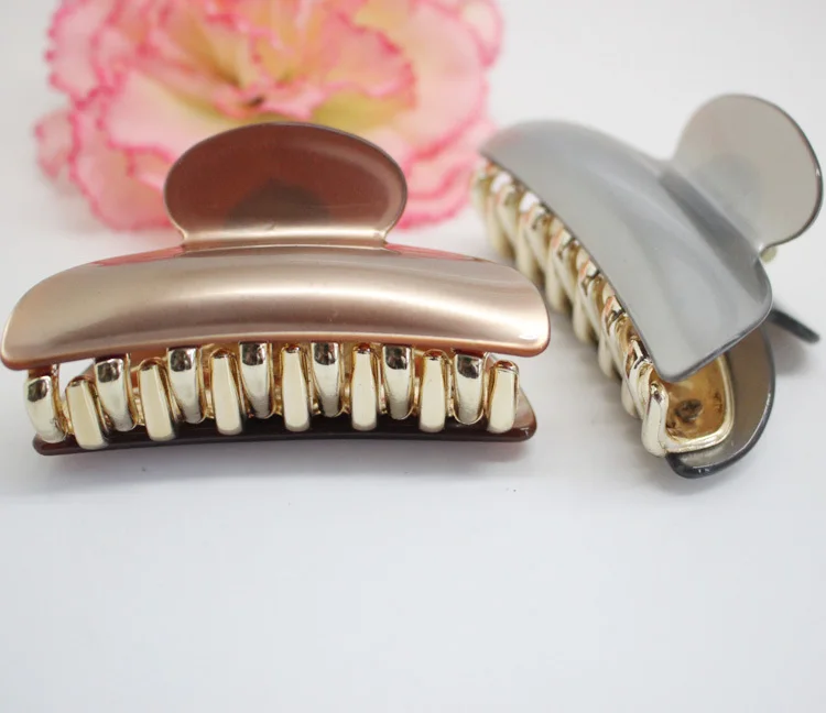 

New 2015 arrival Headwear 7cm Brand Classic Solid Hair Claw Clips kids sliver gold hairpins for girls women's hair Accessories