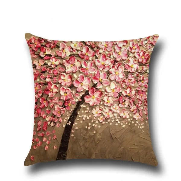 Urijk 1 шт., 3D наволочка для подушки с изображением дерева и цветка, 3D мягкий хлопковый льняной чехол для подушки, наволочка для спальни, автомобильная наволочка