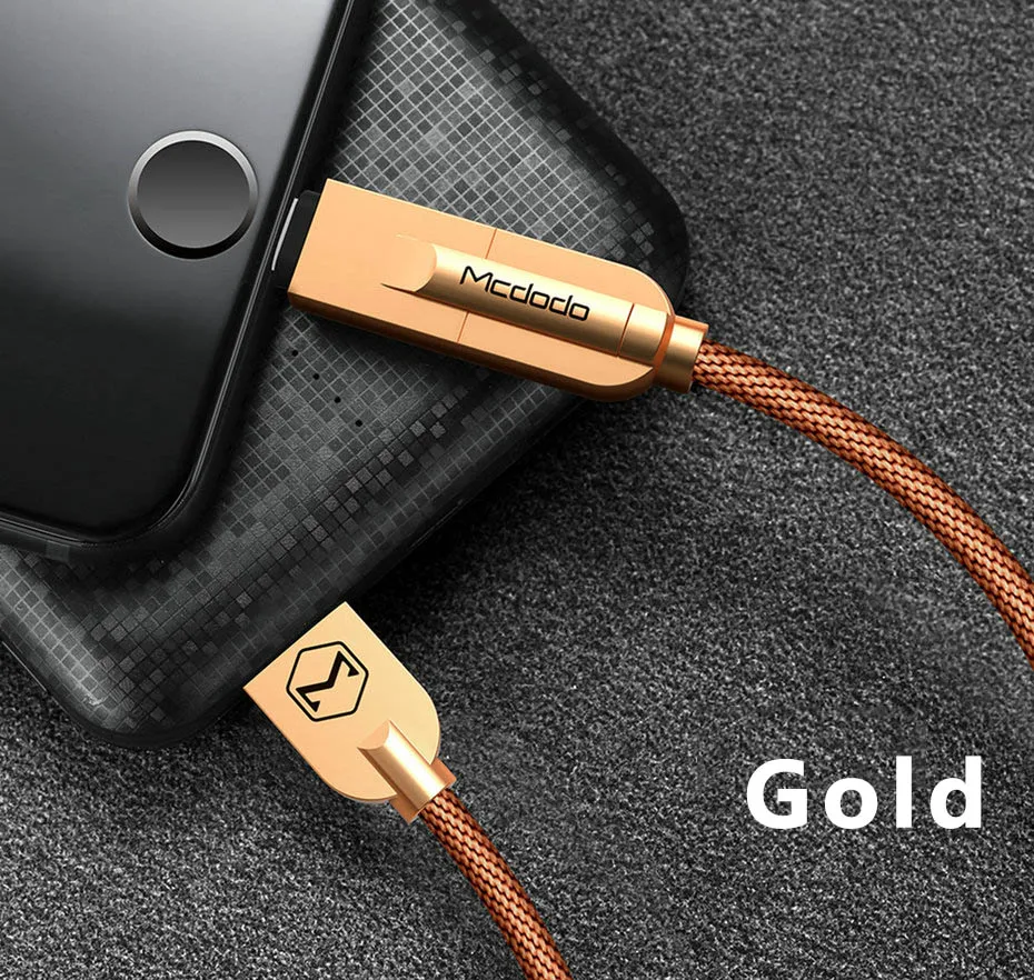 Mcdodo USB кабель для iPhone Xs Max 8 7 6 Lightning-USB кабель 2 в 1 Micro USB кабели для samsung huawei Xiaomi зарядный шнур