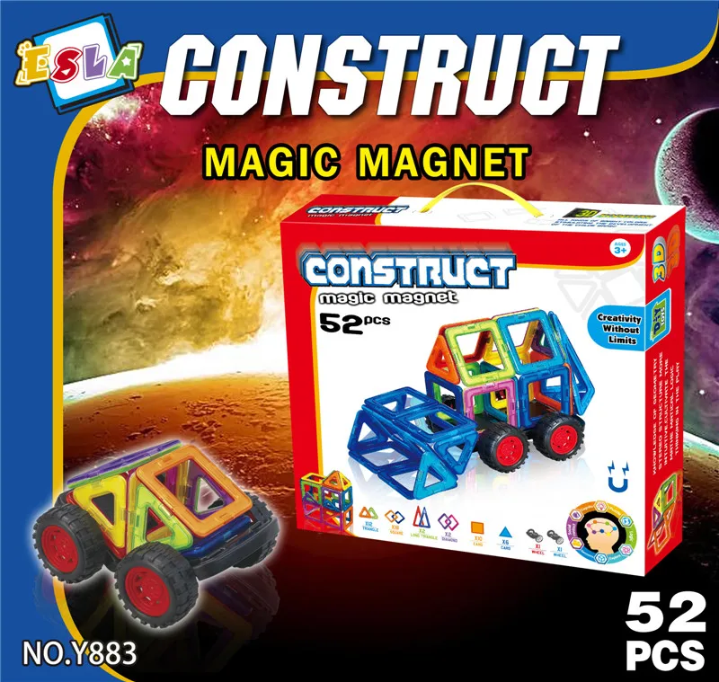 ФОТО 52pcs/set Magnetic DIY Toys Magnetic Designer Children Educational  DIY Fight Inserted Building Block Toys for Kid Friend
