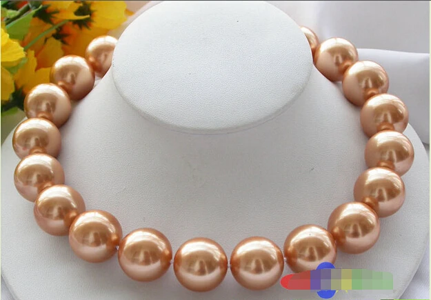 

FREE SHIPPING>>>@@ > HUGE 17" 20MM ROUND champagne SOUTHSEA SHELL PEARL NECKLACE p2244 ^^^@^Noble style Natural Fine jewe &