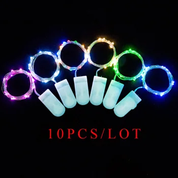 

HANMIAO 10PCS/lot LED String Lights Button Silver Wire LED Garland on Batteries Cake Flower Bottle Gift LED Lights Decoration 39