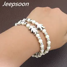 Модные ювелирные изделия из нержавеющей стали для мальчиков и девочек фигурный Браслет из искусственного жемчуга высокого качества Jeepsoon BBJFBSBA