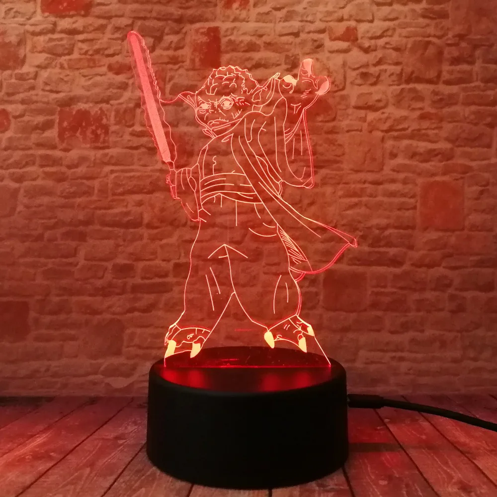 Подарки для фанатов звездных войн Дарт Вейдер Мастер Йода джедай лидер 7 цветов градиент 3D светодиодный светильник ночник Рождественский подарок на год
