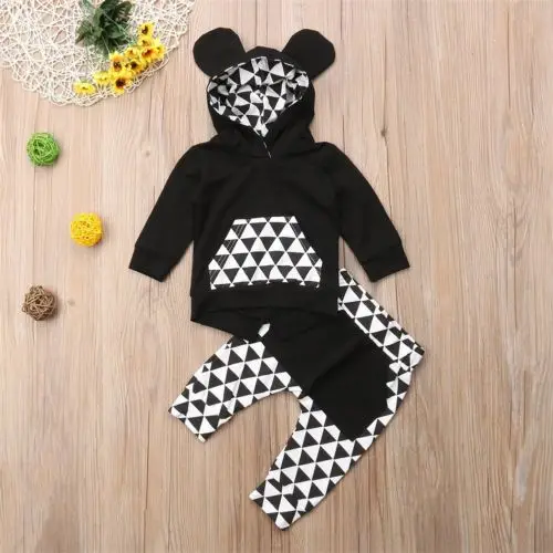 2018 neugeborenen Baby Mädchen Jungen Kleidung Hoodies Mantel Tops T Shirt + Lange Hosen Outfits Set Hot