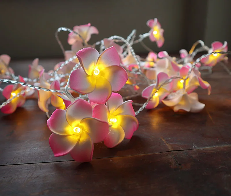 3M 24LED String Lights Battery Powered Hawaiian Foam Artificial Plumeria Flower Fairy for Wedding Garland Party Home Decor 3M 24LED String Lights Battery Powered Hawaiian Foam Artificial Plumeria Flower Fairy for Wedding Garland Party Home Decor