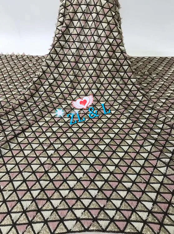 

Triangle bronzing sequins embroidered net gauze 04240 African Nigerian lace fabric is for skirt party women's clothing
