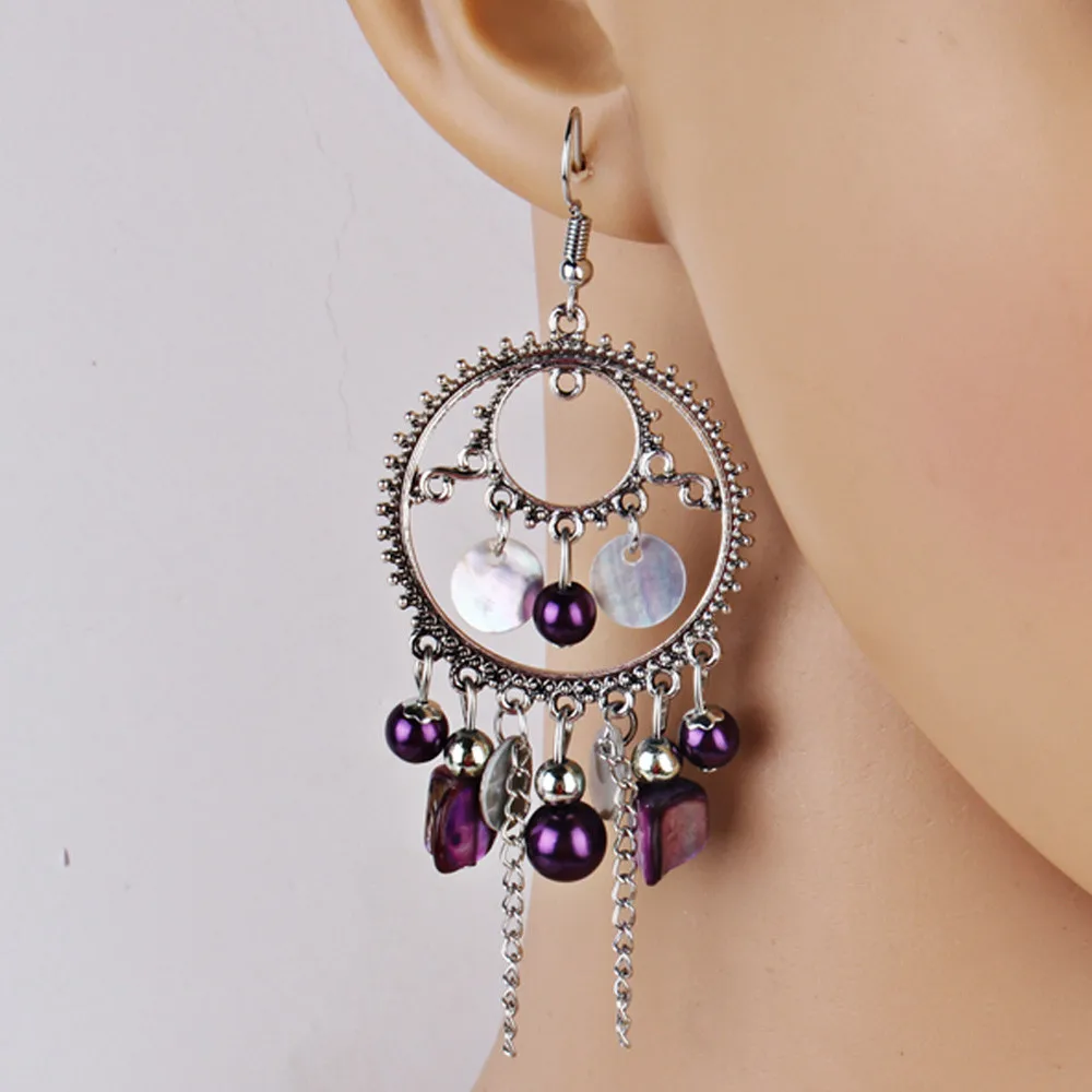 Vintage Women Bohemian Earrings Long Tassel Fringe Dangle Earrings