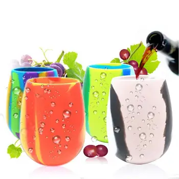 

4PC Camouflage Silicone Red Wine Glass Portable Red Wine Bottle Eco-friendly Anti-fall Anti-skid Water Cup Folding Colorful Beer