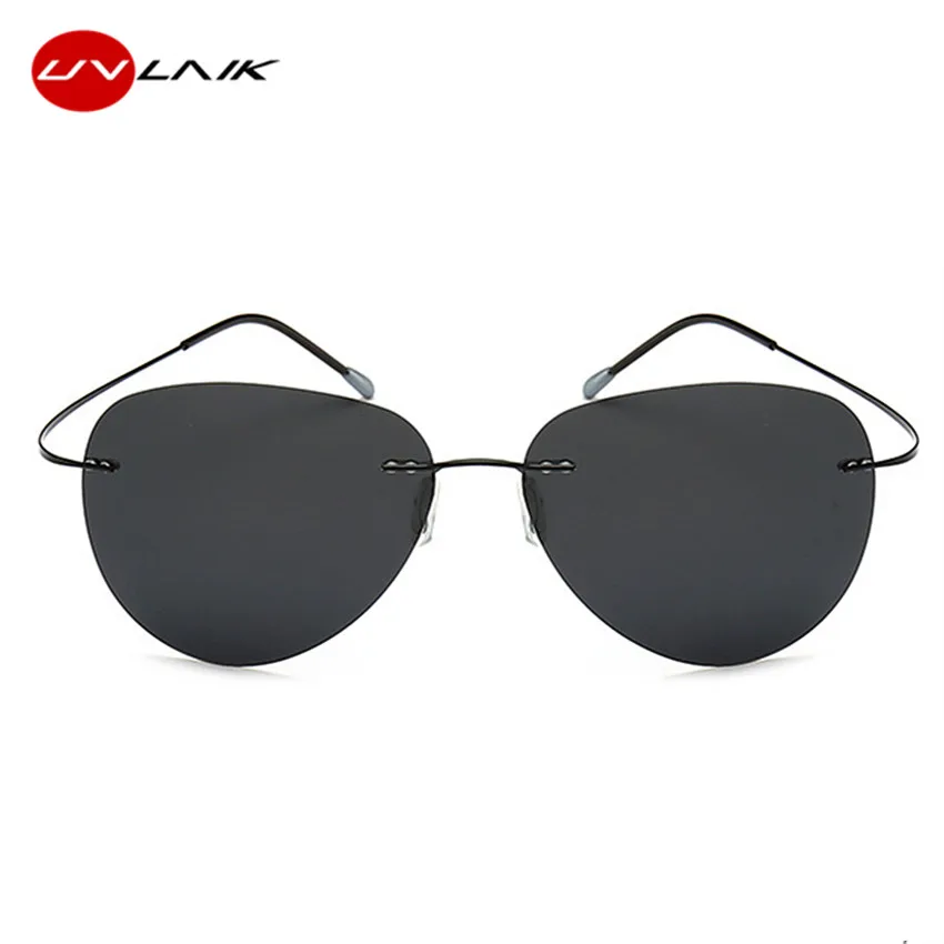 UVLAIK Ultra TAC Titanium Sunglasses Men's Frameless frog Sun Glasses Polarized Driving Sunglasses Reduce UV400 Goggles