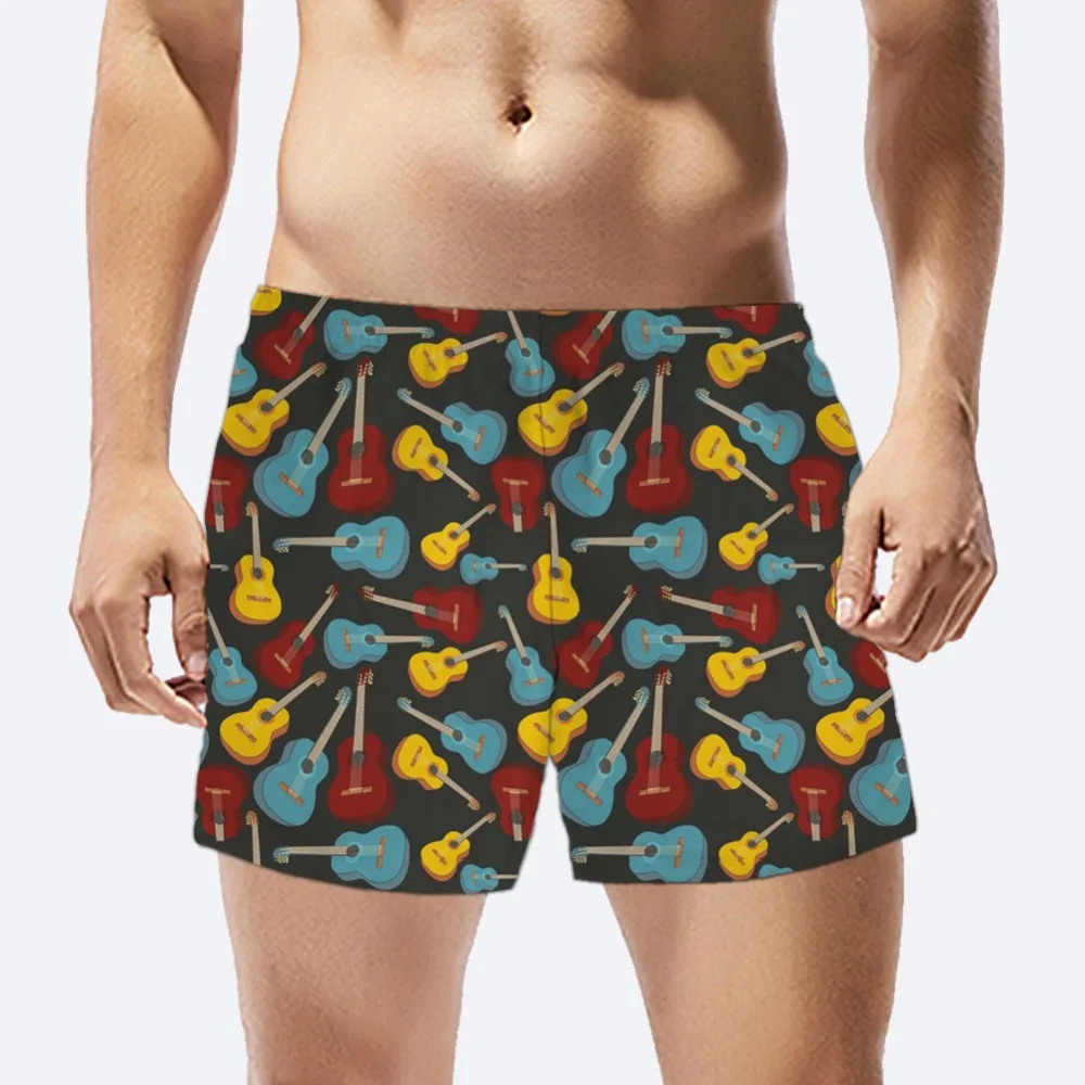 FORUDESIGNS/электрогитара с рисунком из мультфильма, мужские быстросохнущие шорты, повседневные шорты с подкладкой, пляжная одежда, фирменный дизайн