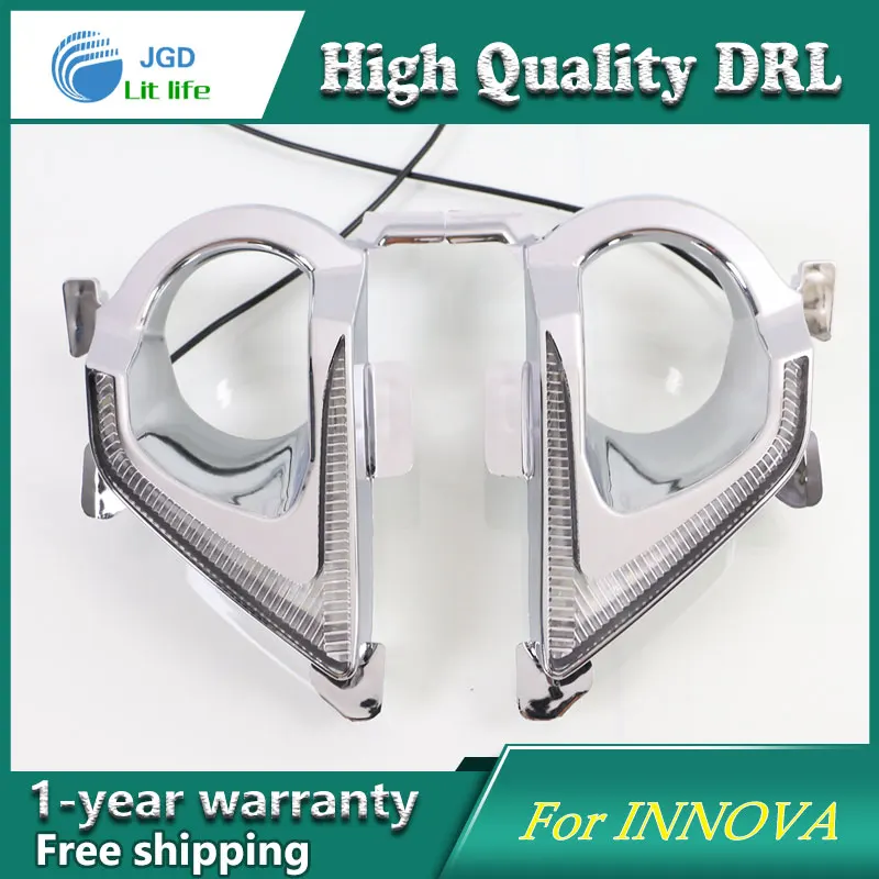 

Free shipping !12V 6000k LED DRL Daytime running light case for Totoya INNOVA fog lamp frame Fog light Car styling