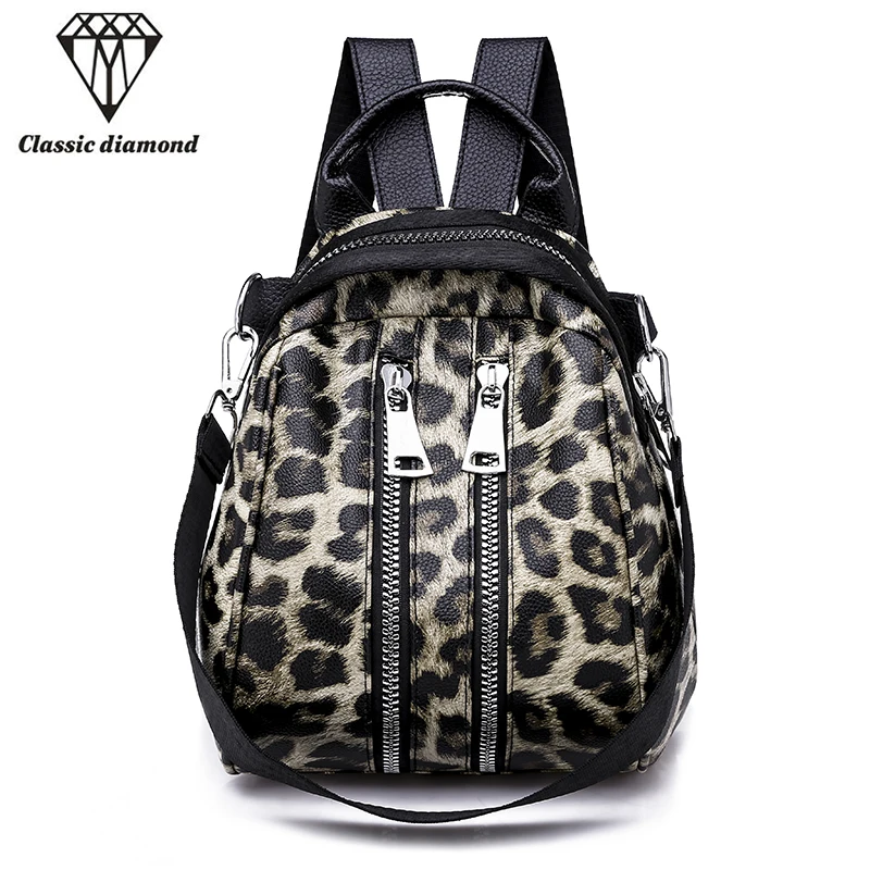 Girl Fashion Leopard Print Small Backpacks Travel Shoulder Bags For
