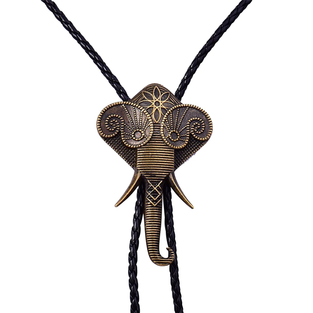 

Men's Vintage Elephant Bolo Tie Alloy Synthetic Leather Western Cowboy Bola Tie 1M Fashion Jewelry
