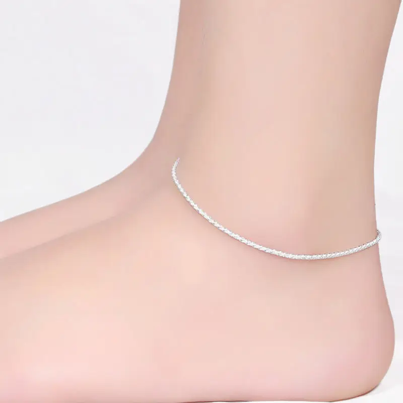 Модная Посеребренная пеньковая веревка цепочка браслет на ногу tornozeleira ювелирные изделия 21 см серебряные ювелирные изделия для женщин