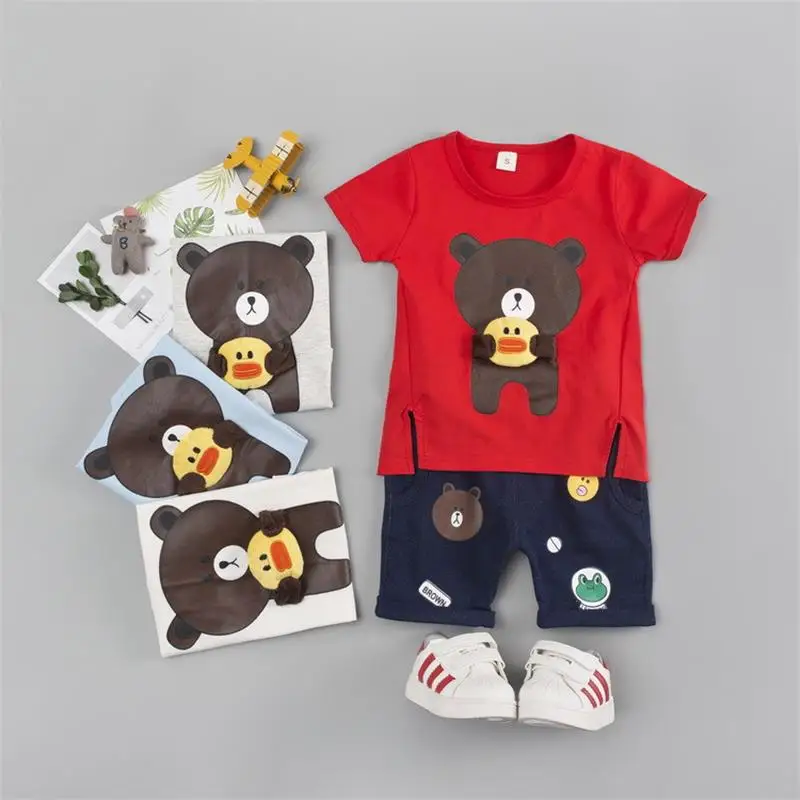 Baby Clothing Set Newborn Baby Boys Girls Clothes Sets Summer Cartoon Cotton  Children's Bear Clothing Baby Set