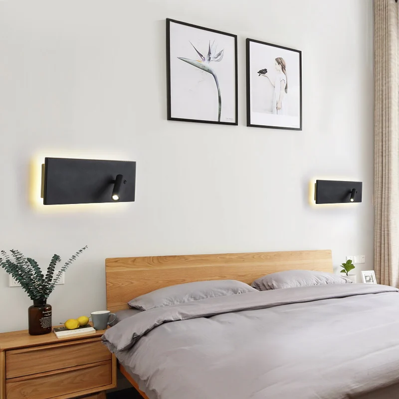 EMZO простой прикроватный настенный светильник для спальни, гостиной, коридора, отеля, настенный светильник с выключателем, лампы для чтения