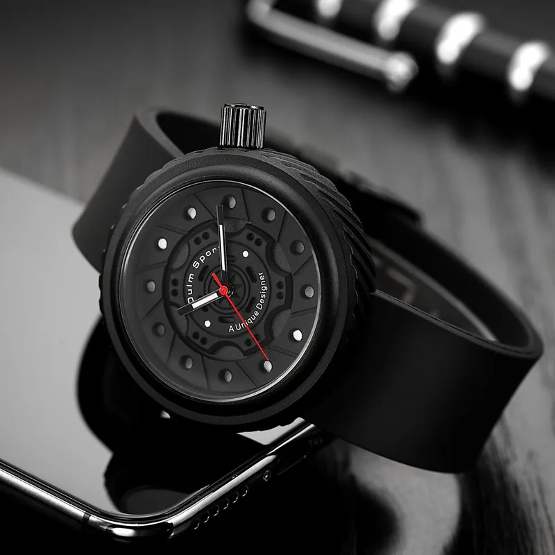 

Creative Men Watches Unique Mechanical Sense Design Watch Male Clock Silicone Strap Mens Quartz Wrist Watches Relogio Masculino