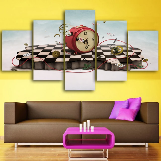 Pieces Set Cartoon Live Clocks Wall Art Paintings Picture Print On Canvas For Home Pieces Set Cartoon Live Clocks Wall Art Paintings Picture Print On Canvas For Home