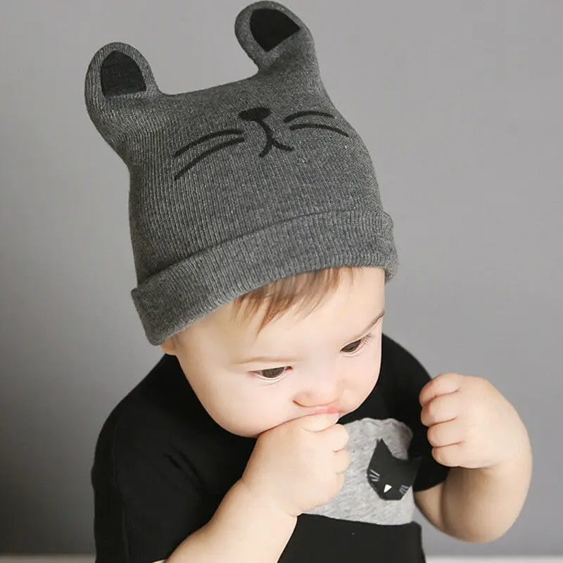 

Kids Baby Cute Cat Patterned Knit Cotton Beanie Hat Cap