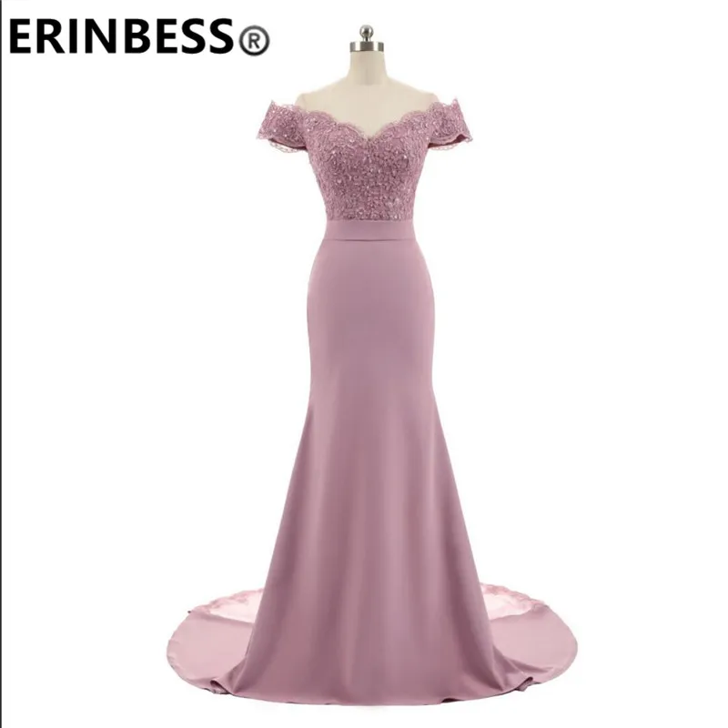 ERINBESS Robe De Soiree Mermaid Navy Blue Long Prom Dresses Party Elegant Vestido De Festa Long Evening Gown 2019