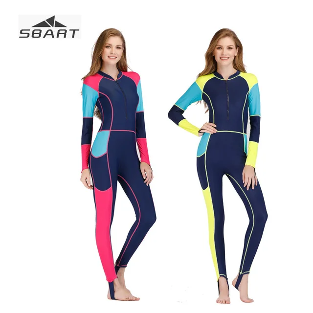 

SBART Women Long Sleeve Sunscreen Rash Guard Summer Quick-dry One piece Suits SwimWear Diving Snorkeling Swimming Lycra Swimsuit