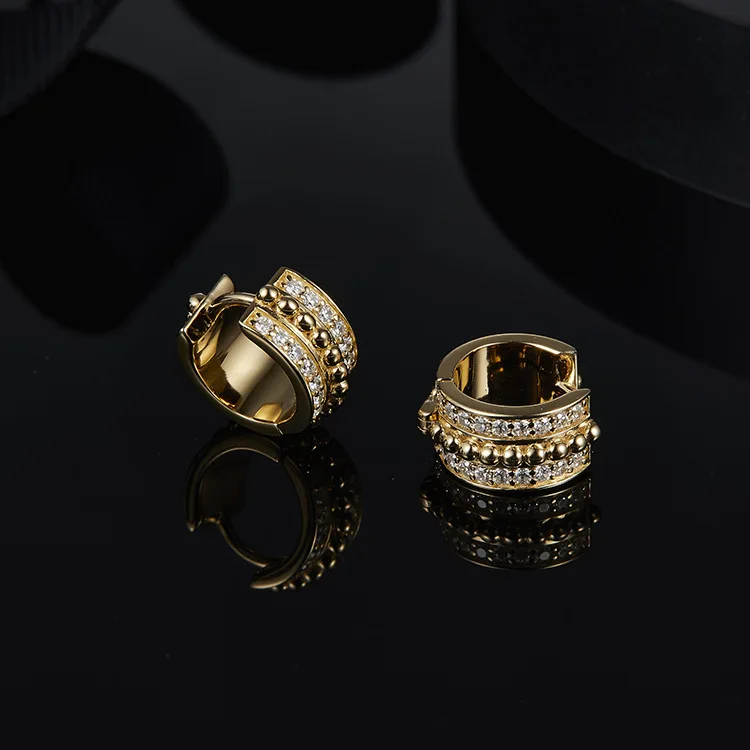 

Luxury 925 Sterling Silver La Belle Epoque Mini Hoop Earrings AAA Zircons Annea Micro Cubic Zirconia Monaco Women Jewelry
