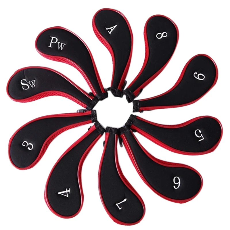 

New 10Pcs Golf Club Head Set Cue Protector With Zipper Golf Outdoor Sports Accessories