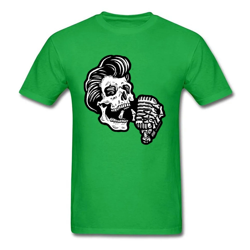 Rockabilly Greaser Skull Pure Cotton Family Tops Tees Funny Short Sleeve Men T Shirts Casual Summer Tee Shirts Crew Neck Rockabilly Greaser Skull green