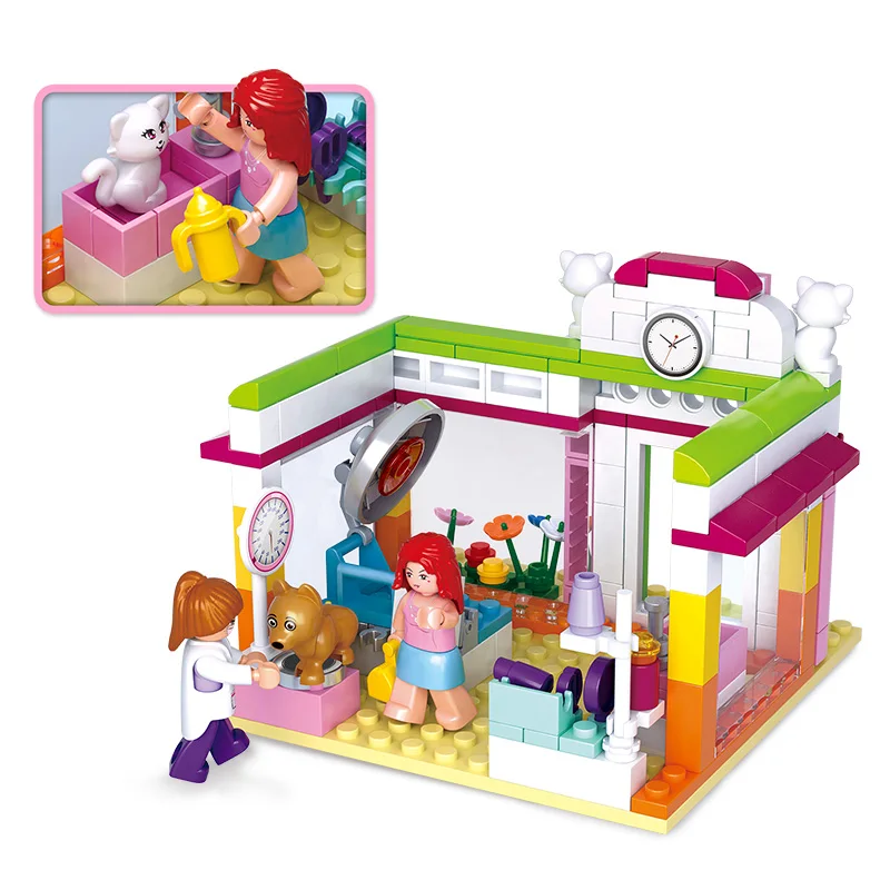 SLUBAN-0602-Pink-Dream-Doggie-Pet-Shop-Model-195Pcs-DIY-Educational-Building-Toys-Gift-For-Children (2)