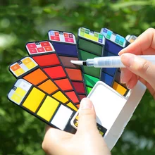 Ensemble de peinture à l'aquarelle, 18/25/33/42 couleurs, ensemble de peinture professionnel pliable avec brosse, pigments de couleur de voyage pliables pour la peinture