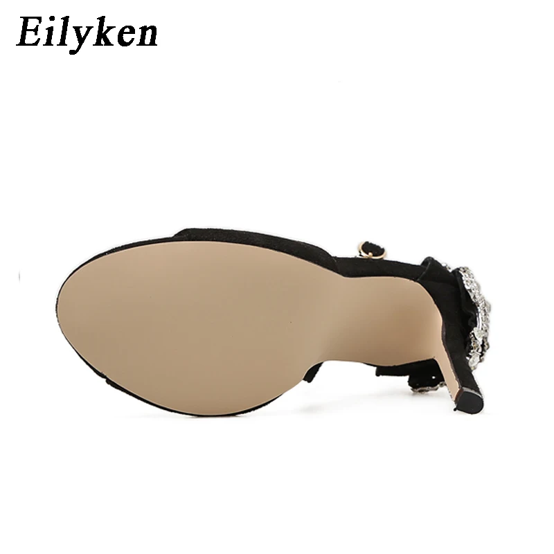 Eilyken New Roman Sandals Ankle Buckle Luxury Big Crystal High Heels Women Sexy Stiletto Pumps Club Party Wedding Shoes Woman