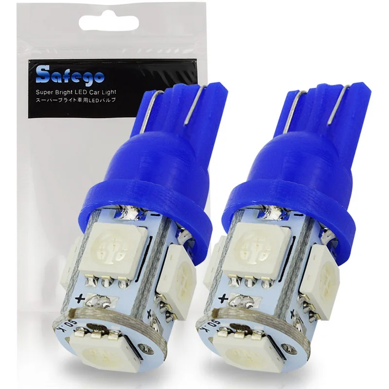 Safego 2 шт. T10 W5W светодиодный Автомобильный свет лампы 5050 194 168 5SMD 12 V Клин