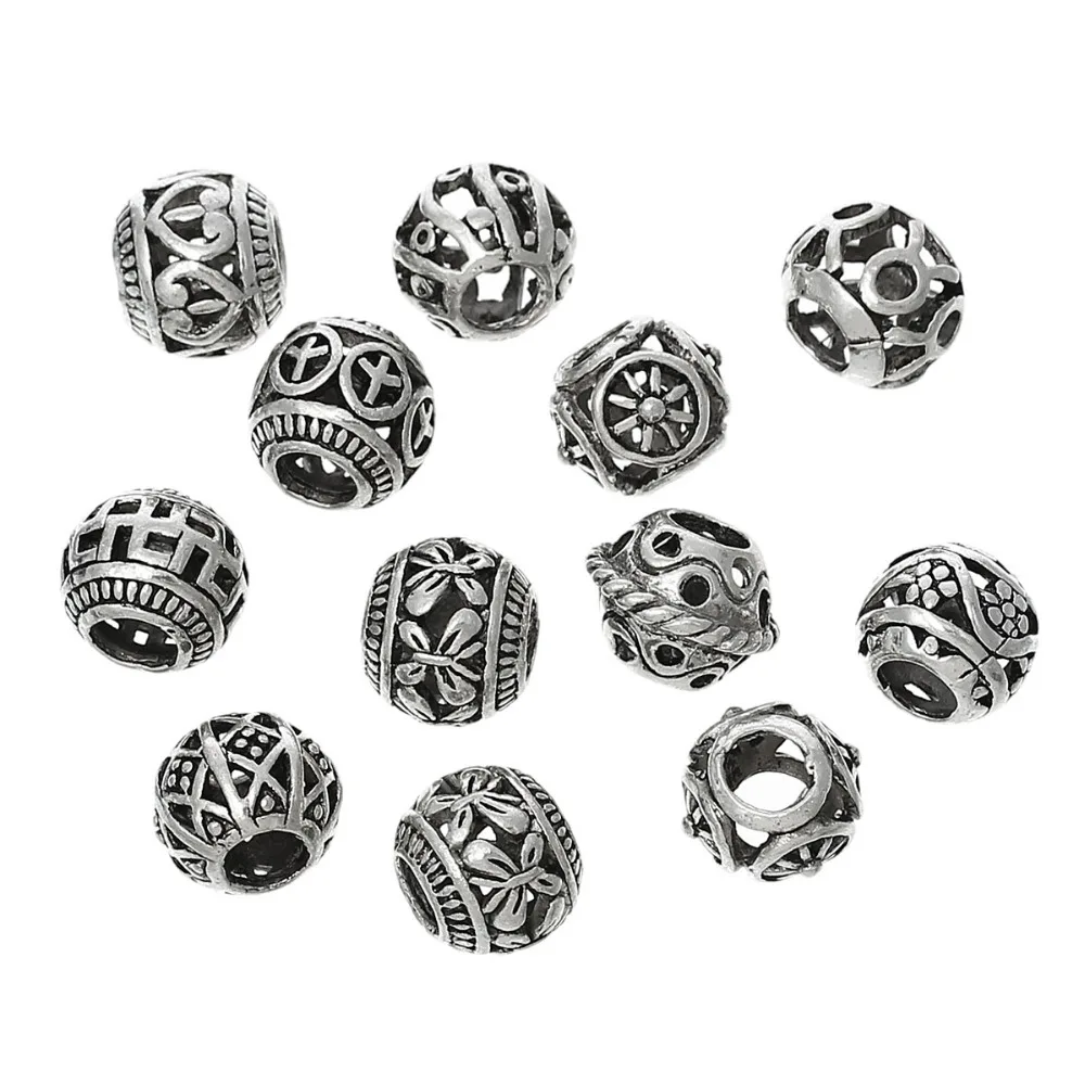 DoreenBeads European Metal Loose Charm Beads antique silver Hollow At