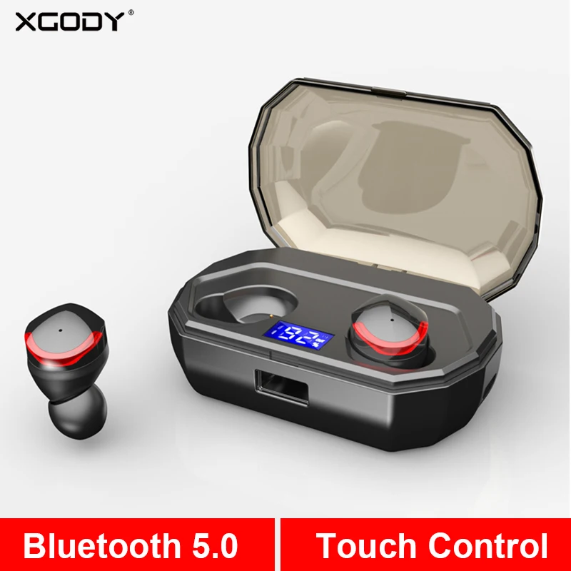 

XGODY R10 LED Screen TWS Bluetooth Earphone 5.0 Mini Portable Noise Cancelling Wireless Bluetooth Headphone Earbuds With Mic