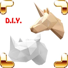 Рождественский подарок носорог лошадь 3D Пазлы Модель DIY животные строительные игрушки бумага для украшения стен складной легко собрать Flexagon