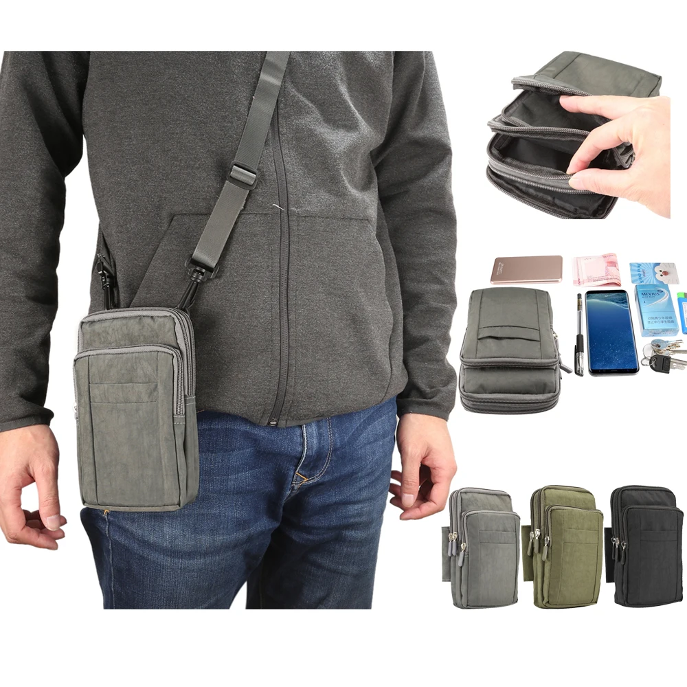 

Outdoor Waist Belt Pouch Wallet Phone Case Cover Bag Zipper Shoulder Bags For HTC One M7 M8 M9 Chacha Sensation XL Wildfire S