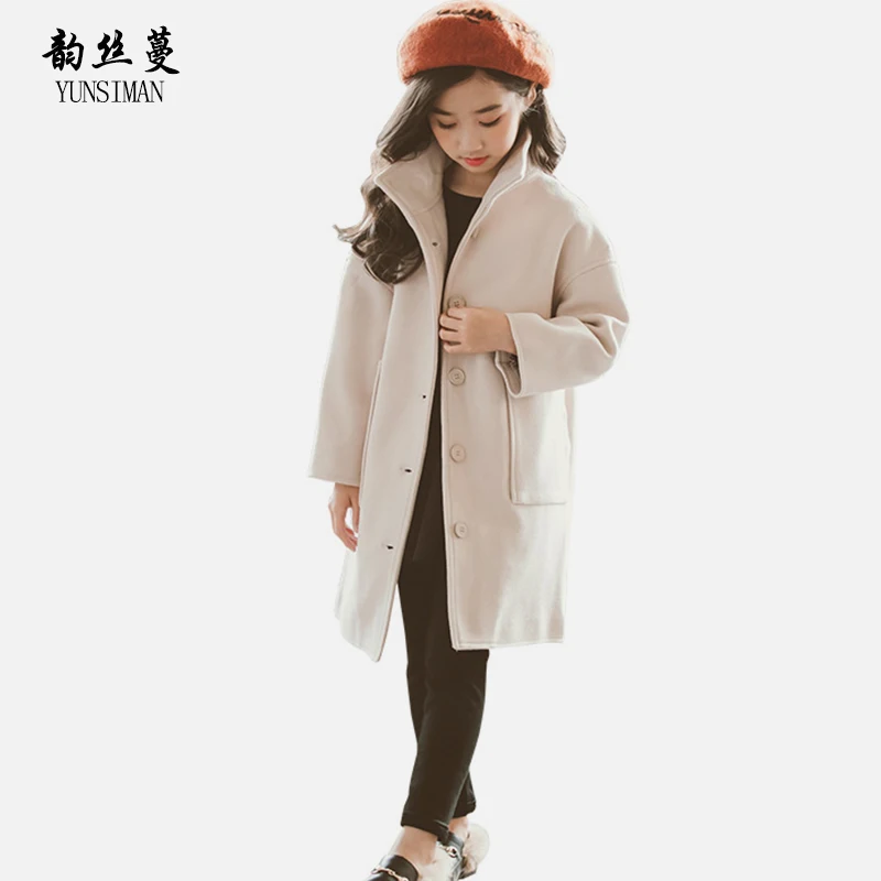 

Kids Wool Coat for Girls Autumn Size 7 8 9 10 11 12 Y Red Gray Wool Jacket Fashion Stand Collar Long Sleeve Children Tops 52A1A